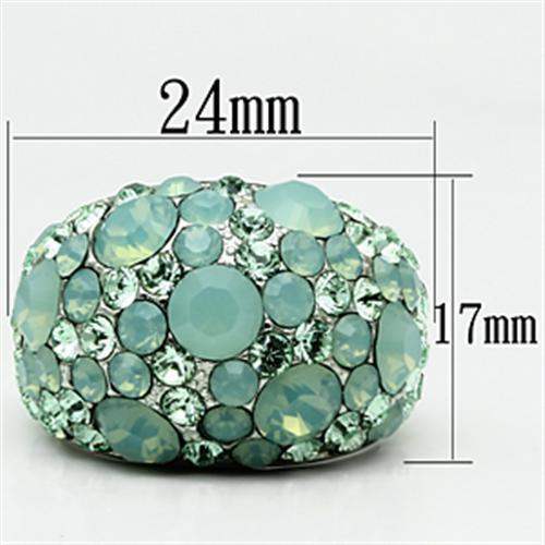 TK641 - High polished (no plating) Stainless Steel Ring with Top Grade Crystal in Multi Color - Alamode - Flyclothing LLC