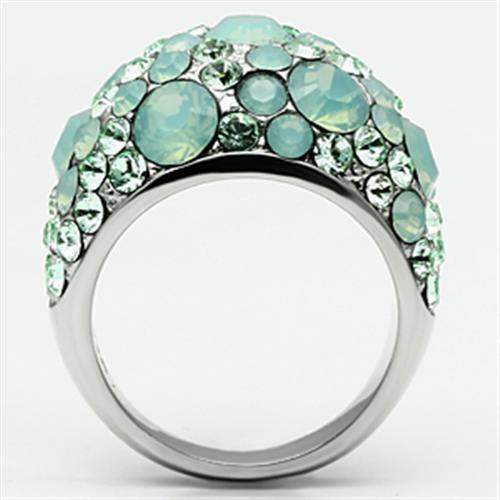 TK641 - High polished (no plating) Stainless Steel Ring with Top Grade Crystal in Multi Color - Alamode - Flyclothing LLC