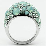 TK641 - High polished (no plating) Stainless Steel Ring with Top Grade Crystal in Multi Color - Alamode - Flyclothing LLC