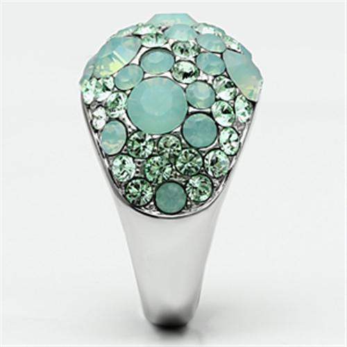 TK641 - High polished (no plating) Stainless Steel Ring with Top Grade Crystal in Multi Color - Alamode - Flyclothing LLC