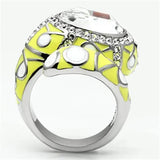 TK643 - High polished (no plating) Stainless Steel Ring with Top Grade Crystal in Clear - Alamode - Flyclothing LLC