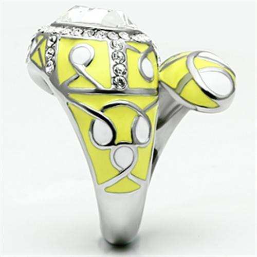 TK643 - High polished (no plating) Stainless Steel Ring with Top Grade Crystal in Clear - Alamode - Flyclothing LLC