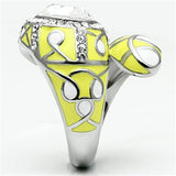 TK643 - High polished (no plating) Stainless Steel Ring with Top Grade Crystal  in Clear - Alamode
