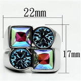 TK645 - High polished (no plating) Stainless Steel Ring with Top Grade Crystal in Multi Color - Alamode - Flyclothing LLC