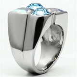 TK645 - High polished (no plating) Stainless Steel Ring with Top Grade Crystal  in Multi Color - Alamode