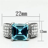 TK648 - High polished (no plating) Stainless Steel Ring with Top Grade Crystal in Sea Blue - Alamode - Flyclothing LLC