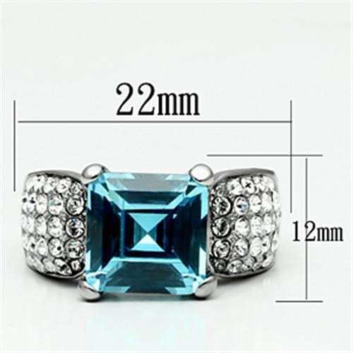 TK648 - High polished (no plating) Stainless Steel Ring with Top Grade Crystal in Sea Blue - Alamode - Flyclothing LLC