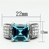 TK648 - High polished (no plating) Stainless Steel Ring with Top Grade Crystal  in Sea Blue - Alamode
