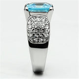 TK648 - High polished (no plating) Stainless Steel Ring with Top Grade Crystal  in Sea Blue - Alamode