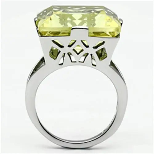 TK649 - High polished (no plating) Stainless Steel Ring with Top Grade Crystal in Citrine Yellow - Alamode - Flyclothing LLC