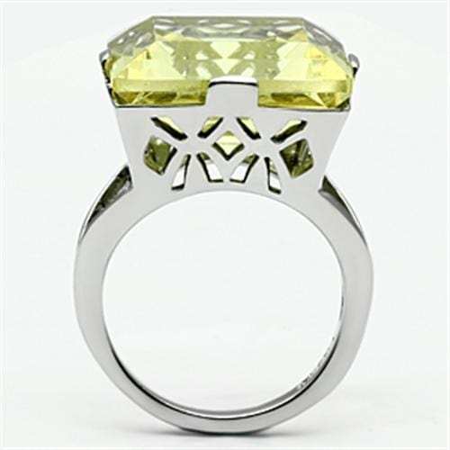 TK649 - High polished (no plating) Stainless Steel Ring with Top Grade Crystal in Citrine Yellow - Alamode - Flyclothing LLC