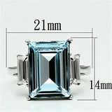 TK650 - High polished (no plating) Stainless Steel Ring with Top Grade Crystal  in Sea Blue - Alamode