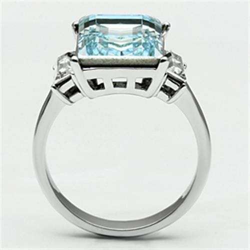 TK650 - High polished (no plating) Stainless Steel Ring with Top Grade Crystal in Sea Blue - Alamode - Flyclothing LLC