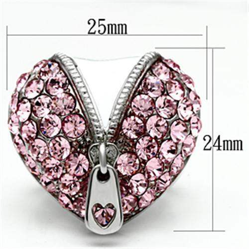 High polished (no plating) Stainless Steel Ring with Top Grade Crystal in Rose - Alamode - Flyclothing LLC