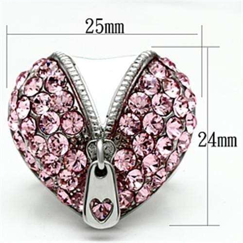 TK652 - High polished (no plating) Stainless Steel Ring with Top Grade Crystal in Rose - Alamode - Flyclothing LLC