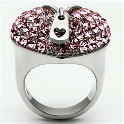 TK652 - High polished (no plating) Stainless Steel Ring with Top Grade Crystal in Rose - Alamode - Flyclothing LLC