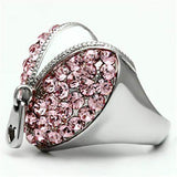 High polished (no plating) Stainless Steel Ring with Top Grade Crystal in Rose - Alamode - Flyclothing LLC