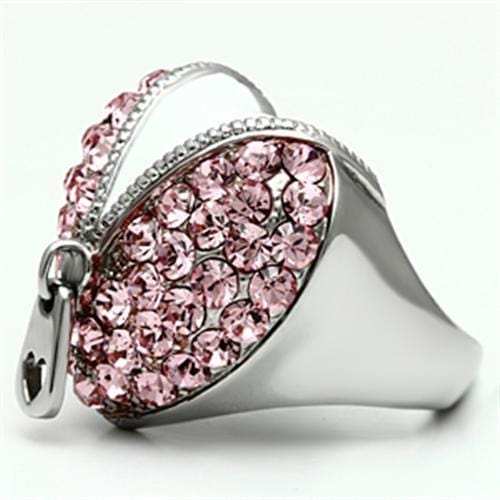 TK652 - High polished (no plating) Stainless Steel Ring with Top Grade Crystal in Rose - Alamode - Flyclothing LLC