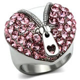 High polished (no plating) Stainless Steel Ring with Top Grade Crystal in Rose - Alamode - Flyclothing LLC