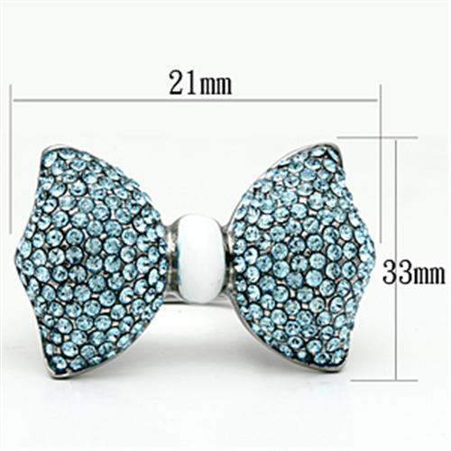 TK653 - High polished (no plating) Stainless Steel Ring with Top Grade Crystal in Sea Blue - Alamode - Flyclothing LLC