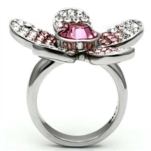 TK654 - High polished (no plating) Stainless Steel Ring with Top Grade Crystal in Rose - Alamode - Flyclothing LLC