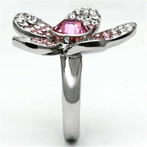 TK654 - High polished (no plating) Stainless Steel Ring with Top Grade Crystal in Rose - Alamode - Flyclothing LLC