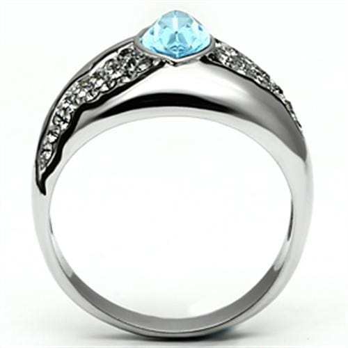 TK659 - High polished (no plating) Stainless Steel Ring with Top Grade Crystal in Sea Blue - Alamode - Flyclothing LLC
