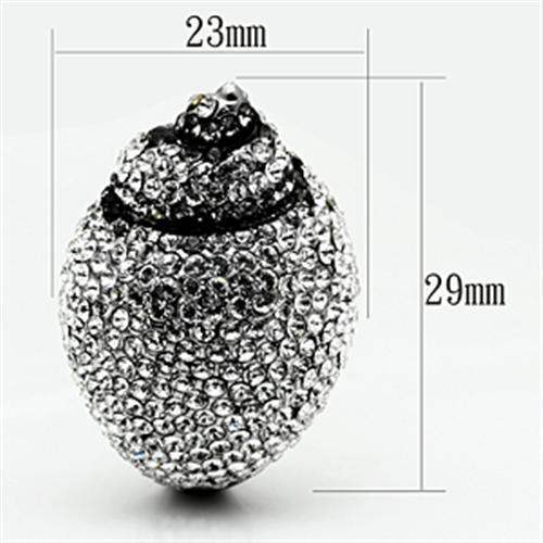 TK661 - High polished (no plating) Stainless Steel Ring with Top Grade Crystal in Clear - Alamode - Flyclothing LLC