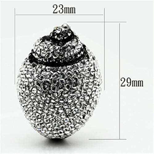 TK661 - High polished (no plating) Stainless Steel Ring with Top Grade Crystal in Clear - Alamode - Flyclothing LLC
