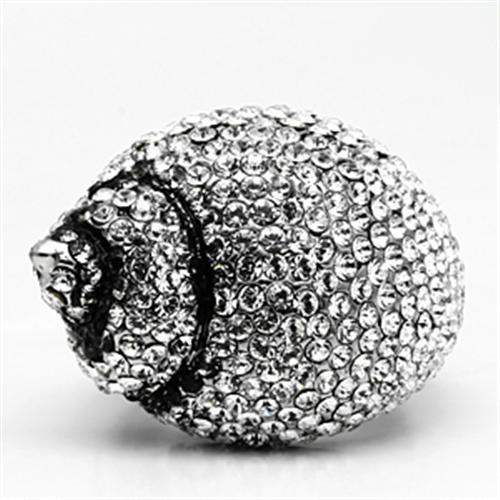 TK661 - High polished (no plating) Stainless Steel Ring with Top Grade Crystal in Clear - Alamode - Flyclothing LLC
