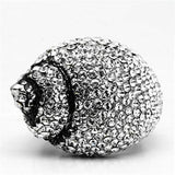 TK661 - High polished (no plating) Stainless Steel Ring with Top Grade Crystal in Clear - Alamode - Flyclothing LLC