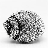 TK661 - High polished (no plating) Stainless Steel Ring with Top Grade Crystal  in Clear - Alamode