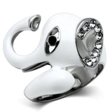 TK663 - High polished (no plating) Stainless Steel Ring with Top Grade Crystal  in Jet - Alamode