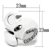 TK663 - High polished (no plating) Stainless Steel Ring with Top Grade Crystal in Jet - Alamode - Flyclothing LLC
