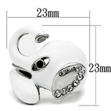 TK663 - High polished (no plating) Stainless Steel Ring with Top Grade Crystal  in Jet