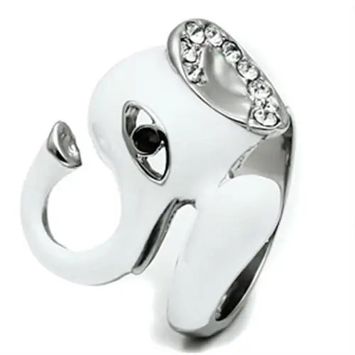 TK663 - High polished (no plating) Stainless Steel Ring with Top Grade Crystal in Jet - Alamode - Flyclothing LLC
