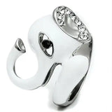 TK663 - High polished (no plating) Stainless Steel Ring with Top Grade Crystal in Jet - Alamode - Flyclothing LLC