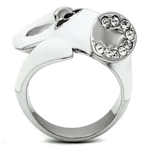TK663 - High polished (no plating) Stainless Steel Ring with Top Grade Crystal in Jet - Alamode - Flyclothing LLC