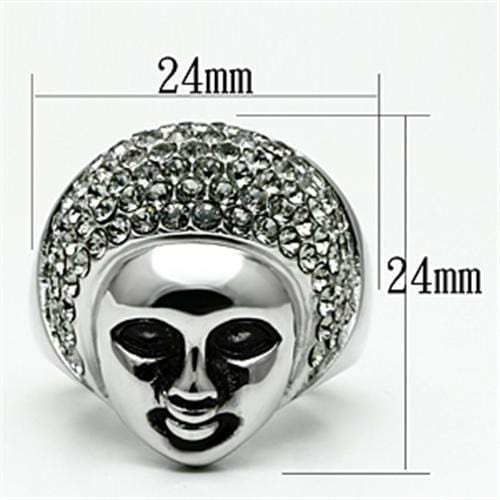 TK668 - High polished (no plating) Stainless Steel Ring with Top Grade Crystal in Black Diamond - Alamode - Flyclothing LLC