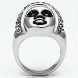 TK668 - High polished (no plating) Stainless Steel Ring with Top Grade Crystal  in Black Diamond - Alamode