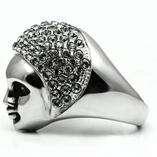 TK668 - High polished (no plating) Stainless Steel Ring with Top Grade Crystal in Black Diamond - Alamode - Flyclothing LLC