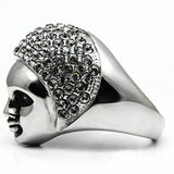 TK668 - High polished (no plating) Stainless Steel Ring with Top Grade Crystal in Black Diamond - Alamode - Flyclothing LLC