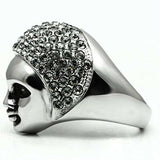TK668 - High polished (no plating) Stainless Steel Ring with Top Grade Crystal in Black Diamond - Alamode - Flyclothing LLC