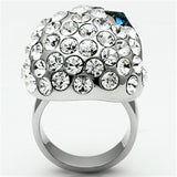 TK669 - High polished (no plating) Stainless Steel Ring with Top Grade Crystal  in Capri Blue - Alamode