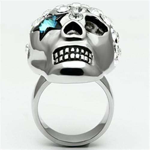 TK669 - High polished (no plating) Stainless Steel Ring with Top Grade Crystal in Capri Blue - Alamode - Flyclothing LLC
