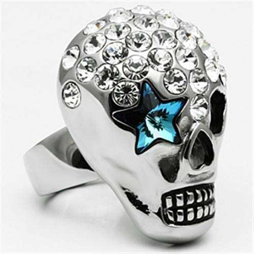 TK669 - High polished (no plating) Stainless Steel Ring with Top Grade Crystal in Capri Blue - Alamode - Flyclothing LLC