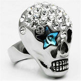 TK669 - High polished (no plating) Stainless Steel Ring with Top Grade Crystal in Capri Blue - Alamode - Flyclothing LLC