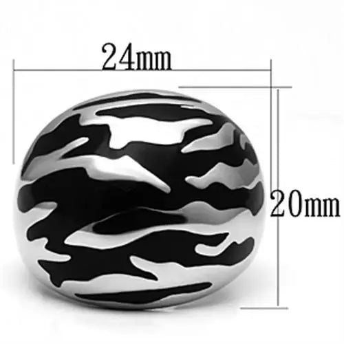 TK672 - High polished (no plating) Stainless Steel Ring with Epoxy in Jet - Alamode - Flyclothing LLC