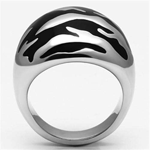 TK672 - High polished (no plating) Stainless Steel Ring with Epoxy in Jet - Alamode - Flyclothing LLC