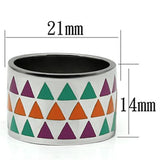 TK675 - High polished (no plating) Stainless Steel Ring with Epoxy  in Multi Color - Alamode